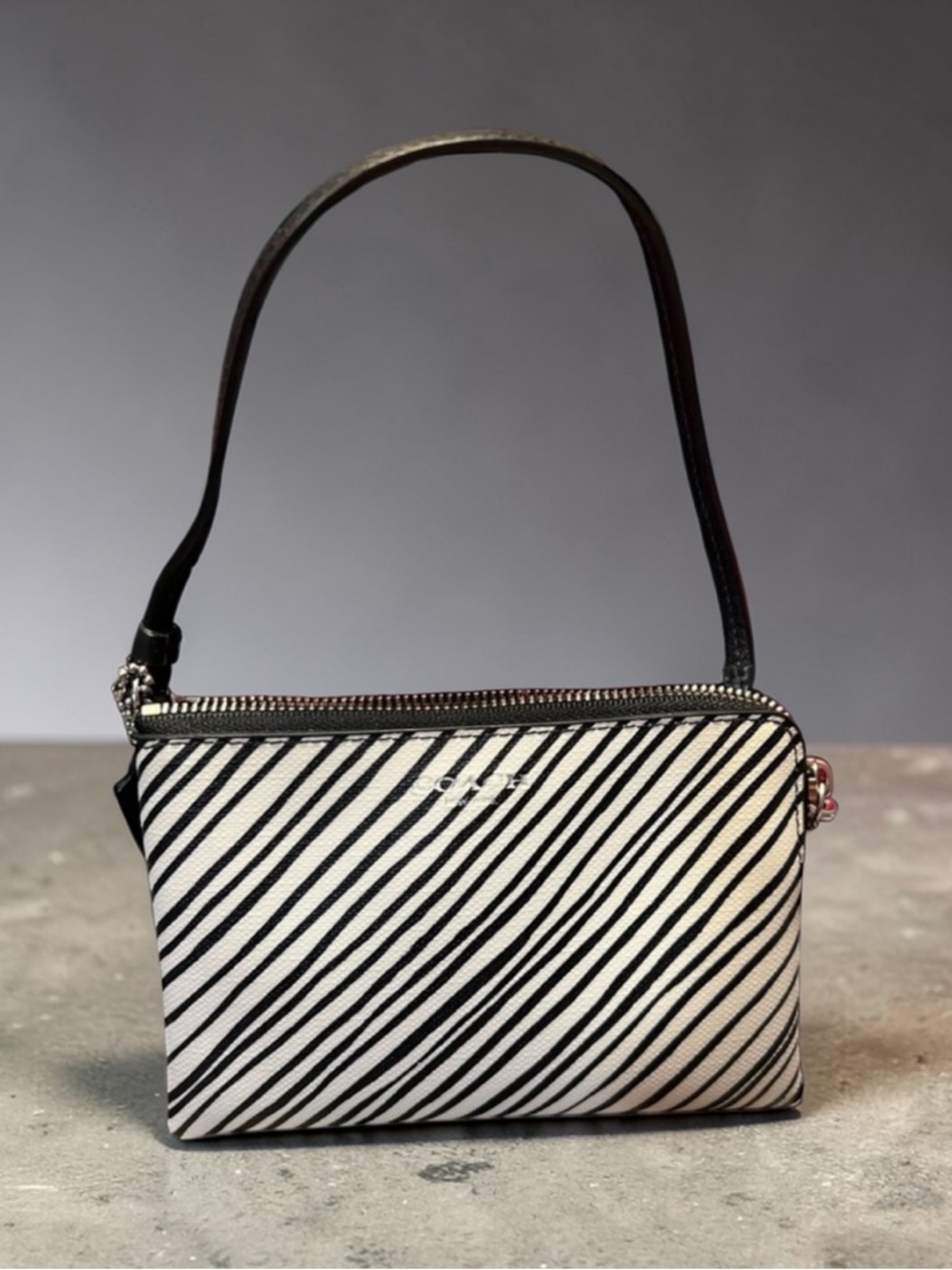 Coach Bleecker White and Black Wristlet